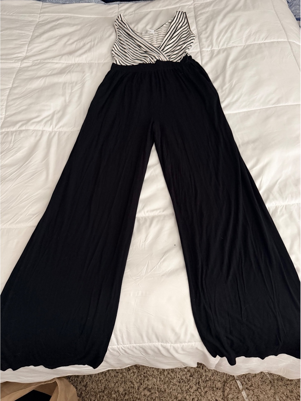 Kalleigh Women's Black and White Striped Jumpsuit
